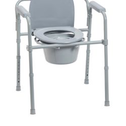 Drive Medical Folding Steel Bedside Commode Chair 