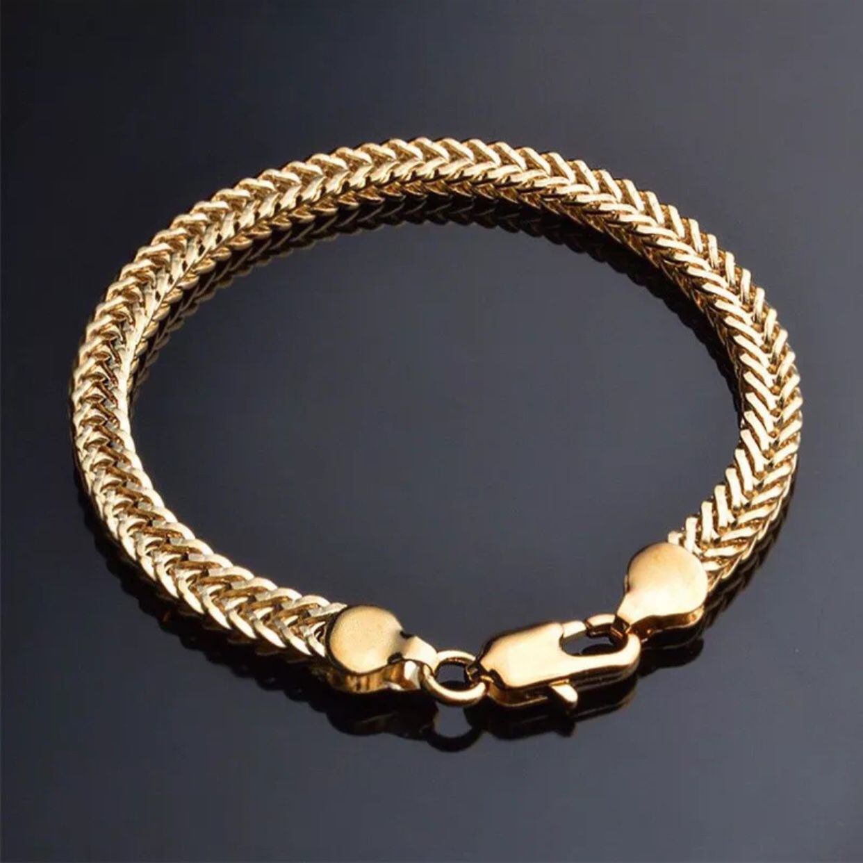 18k gold plated bracelet men women unisex 21cm 18k stamped 5mm
