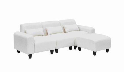 84.60 inches long,Corduroy Sofa fabric, with 3 Matching Toss Pillows and 3 Seater Couch for Modern Living Room