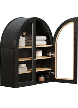 Arched Wall Cabinet, Large Bathroom Medicine Cabinet Wall Mounted Cupboard, Modern Floating Storag