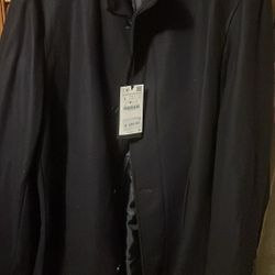 Zara Men Brand new tagged Dark Blue Casual Wool Coat / Jacket 