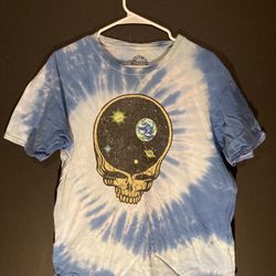 Grateful Deader  Tie Dye Steal Your Face Shirt Distressed Vintage Mens Medium