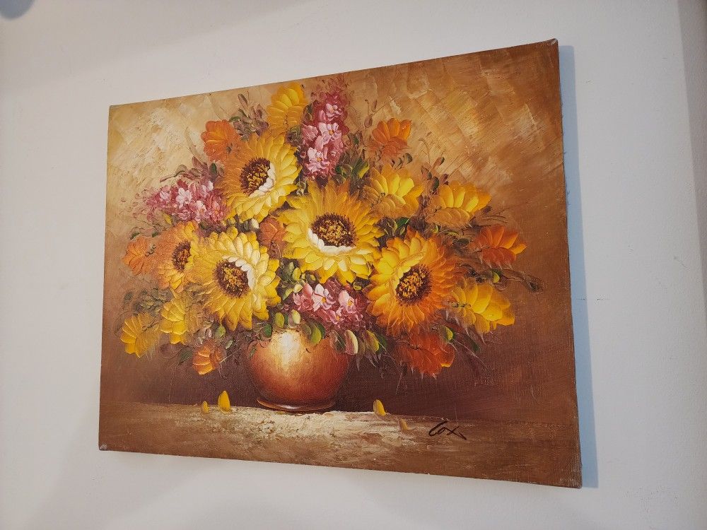 16 X 20 Hand Painted Oil Canvas Flowers