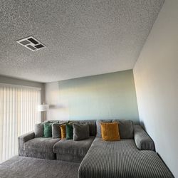 Gray Sectional w/  Throw Pillows