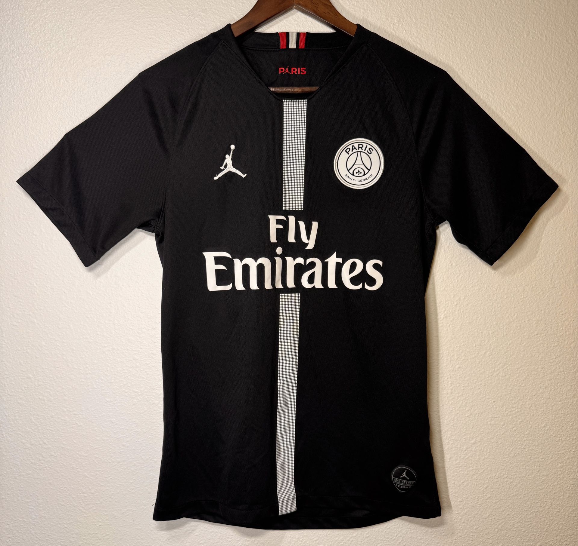 Air Jordan Paris St Germain Fly Emirates Soccer Football Jersey Black Shirt S