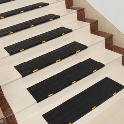 10 Pack Stair Treads for Wooden Steps, 10" x 36" Non Slip Rubber Stair Mats Step Mat w/Nosing for Indoor, Outdoor