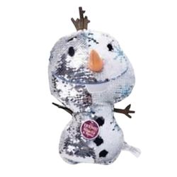 Disney Frozen 2 Olaf Reversible Sequins 11"  Plush Snowflake Pattern Silver 