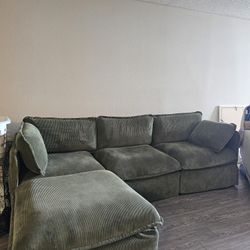 Anabei Modular Washable 3-Seater Sectional in Olivine | Memorix+ Seat | Contour Pillow