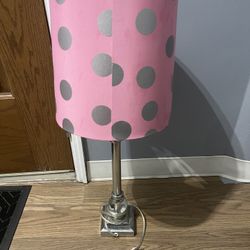 Pastel Pink Polka Dots Pattern Cute Table Lamp