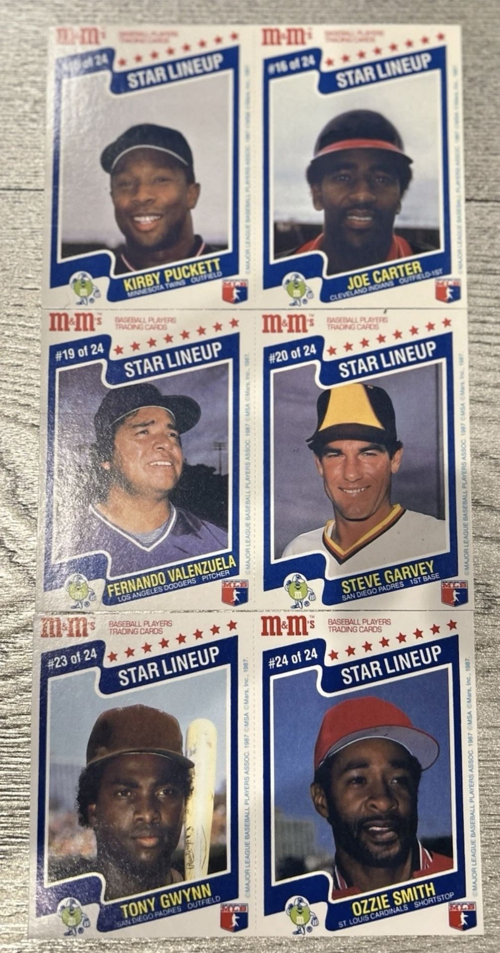 1987 M&M Promo Baseball Cards 