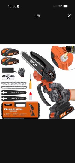 6 Inch Mini Chainsaw Cordless with 2 Batteries, Automatic Oiler Portable Electric Chain Saw, Hand Saw for Wood/Trees Cutting, Household and Garden, Fa