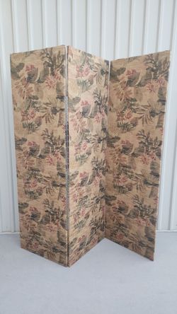 3-Panel Folding Room Divider / Privacy Screen – Tropical Floral Pattern – 78.5" Tall