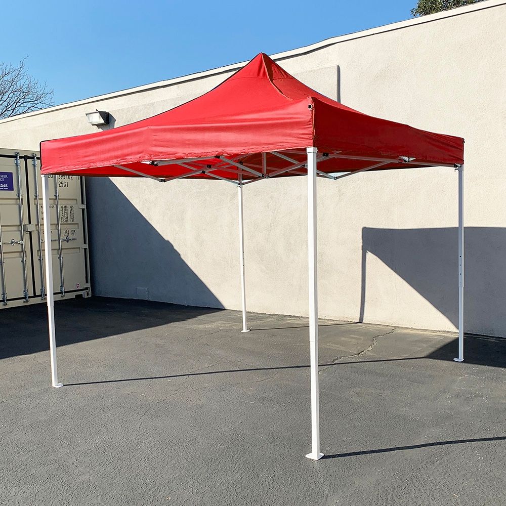 $90 (New) Outdoor 10x10 ft ez popup party tent patio canopy shelter w/ carry bag (black/red)