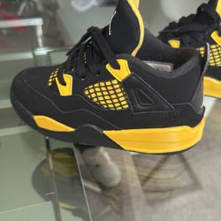 Jordan 4 Retro (Infant/Toddler) Black/White-tour Yellow