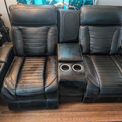 Black Leather Theater Recliner 