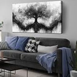 Tree of Life Wall Art Large Artwork Black and White Wall Art Modern Landscape Nature Canvas Prints Decor for Living Room Bedroom Office Ready to Hang 