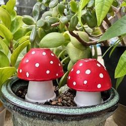 Cement Garden And Flower Bed Decorated Mushrooms Or Toadstools/ Pixie Garden Handmade Mushroom Cement And Clay Decoration/ Made In Florida Yard Decor