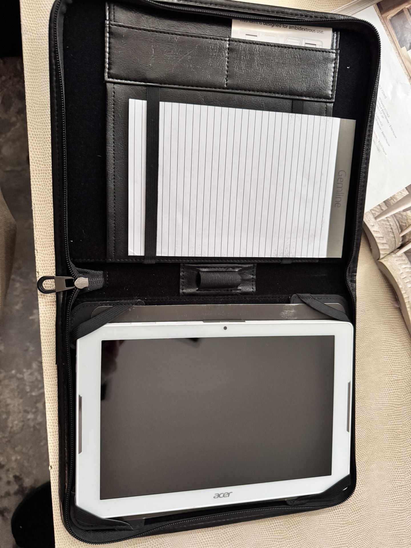 White Acer Tablet With Carrier Pouch