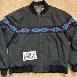 vintage 1990s-era David James Aztec western bomber jacket