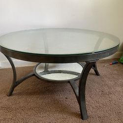 Glass Table With Metal Frame 