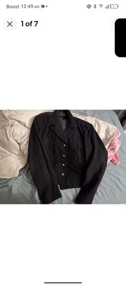 Eisenhower Jacket 1940s Vintage Black Distress Gothic Inspired Cropped Siz Large
