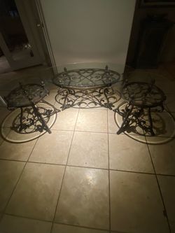 3-Piece Glass Coffee Table Set + 2 Matching End Tables – Excellent Conditionb – $200 OBO