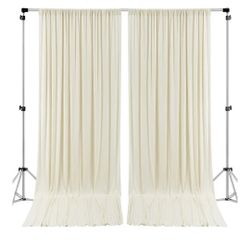 10ft X 10ft Polyester Curtain Drapes In Ivory- NEW, Opened Package.