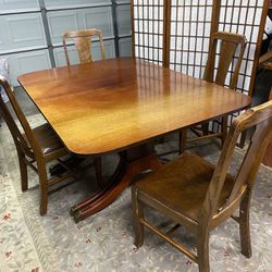ANTIQUE DINING TABLE AND CHAIRS