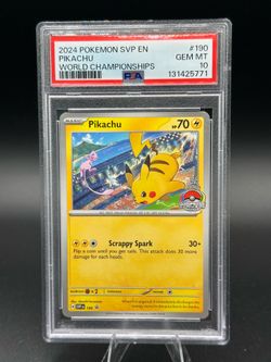 2024 POKEMON SVP EN-SV BLACK STAR PROMO WORLD CHAMPIONSHIPS #190 PIKACHU PSA 10