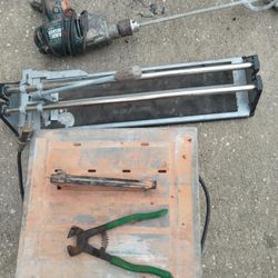 Tile Saw, Pliers, Black & Decker Drill with Mixing Attachment,Black & Decker Drill with Mixing Attachment