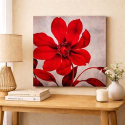 Bold red floral wall art
