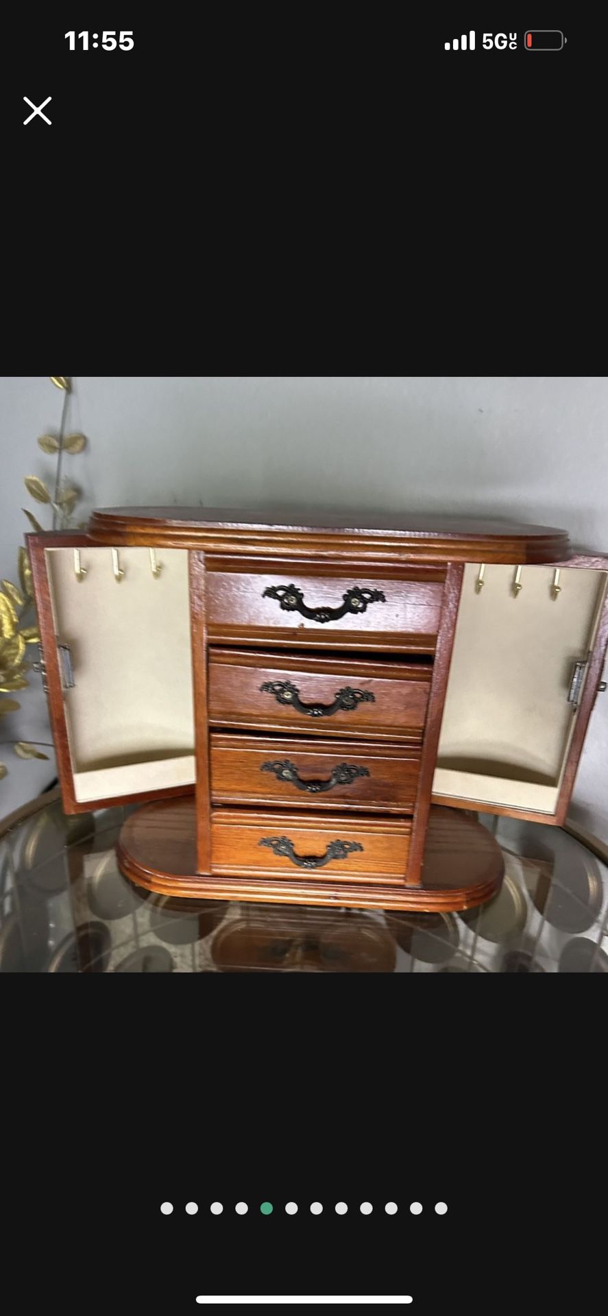 Table-Top, 9-compartment Wooden Jewelry Box