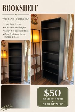 TALL BLACK BOOKSHELF - NEED GONE ASAP