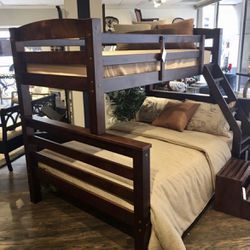 💥HUGE Blowout Furniture Sale!💥 Wood Twin Full Bunk Bed W/ Slats! Brand New In Box! $50 Down Takes It Home Today! 