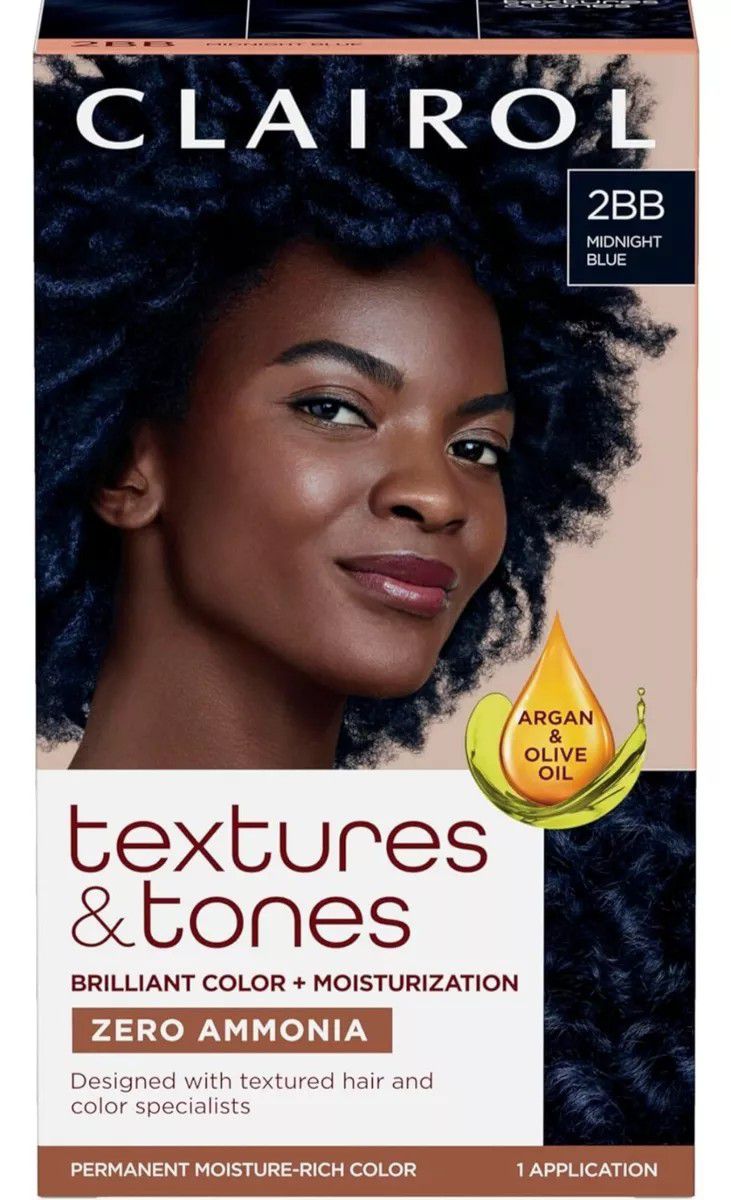 Clairol Textures & Tones Permanent Hair Dye, 2BB Midnight Blue Hair Color 1 Pack

