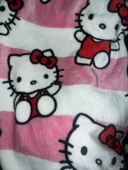 Hello Kitty Blanket Pink And White Stripes