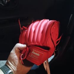 Kids Franklin Leather Baseball Glove Red In Color Like New Left Hand For Right Handed Player