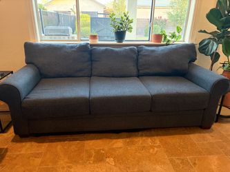 Dark Blue 3-Seat Fabric Sofa