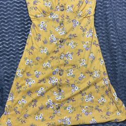 Yellow Flower Short  Dress 