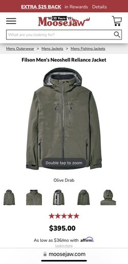 Filson Neoshell Reliance Jacket Men's XS Polartec Waterproof Rain Resistant Windbreaker DWR New NWT