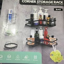 Corner Shower Caddy, 5-Pack Shower Organizer Corner With Soap Holder And 4 Removable Hooks, Rustproof Corner Shower Shelves, No Drilling Shower Shelf 