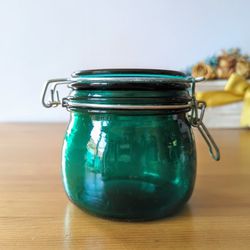 Dark Green Glass Jar/Canister