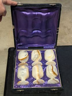 Set of 6 Onyx Goblets in Case