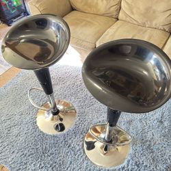 2 Black & Silver Barstools