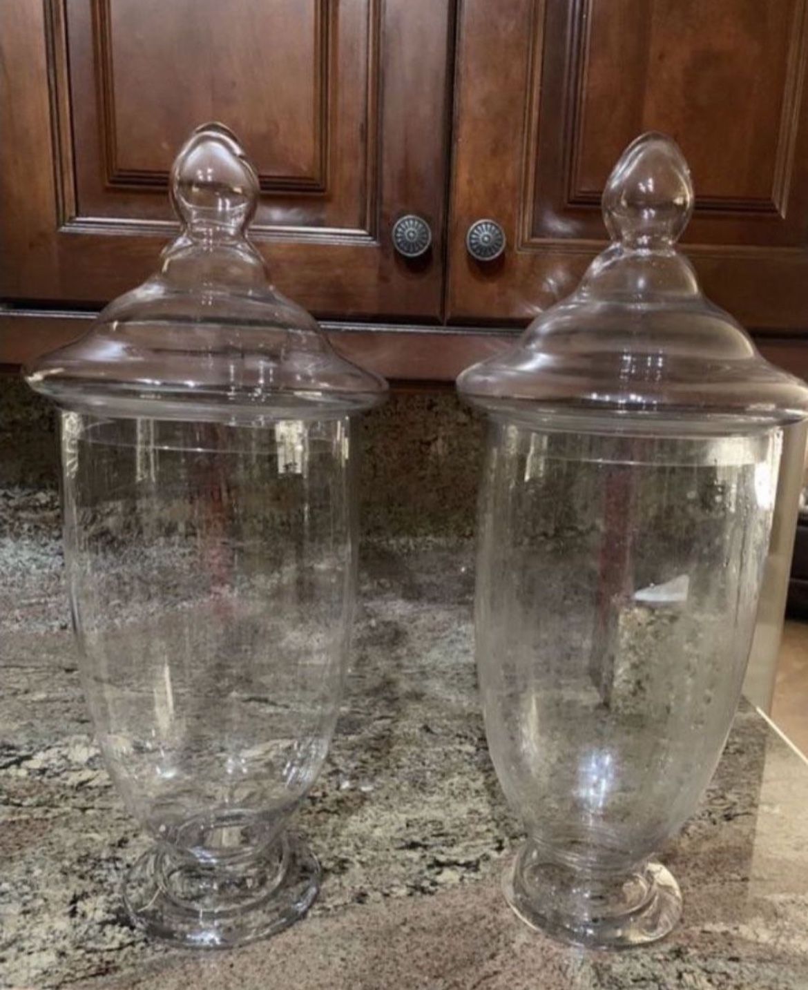 2 large apothecary jars 23” tall originally $60 each NOW both for $45 JUST LOWERED PRICE 