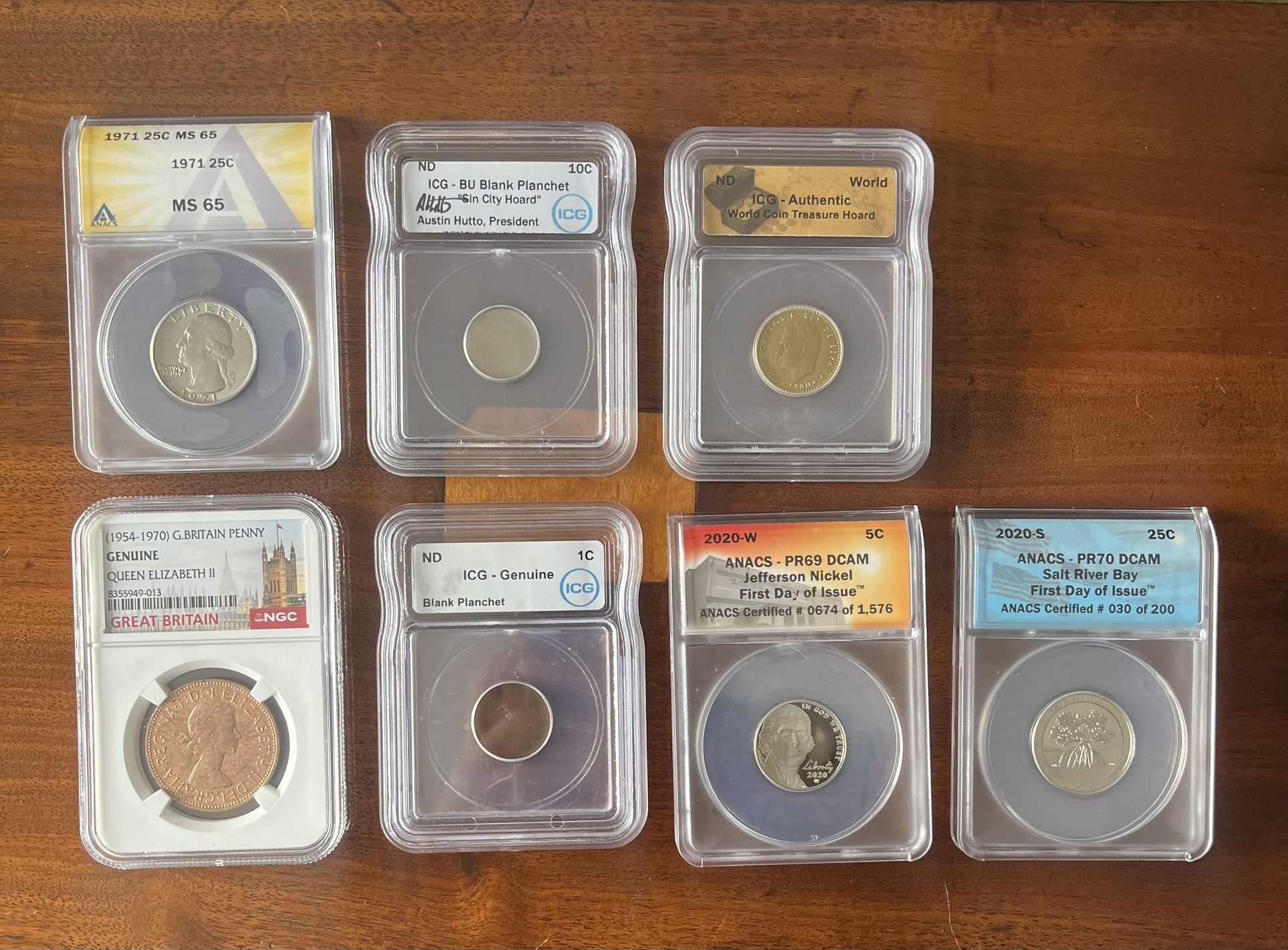 7 Total Coins - Starter Coin Collection Assorted Coins (ANACS, NGC, IGC Slabs)