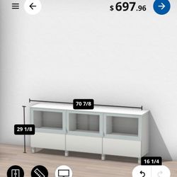 IKEA Besta Full TV Stand Set W/ Lights 