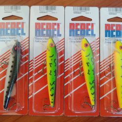 4 Packs Rebel Minnow Crankbait Shallow Water Fishing Lures
