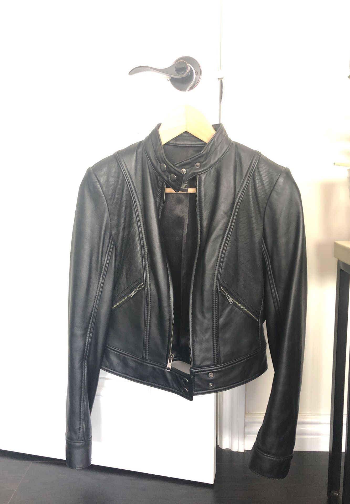 BCBG leather motorcycle jacket size 2