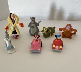 Disney Toys Jungle Book, Mickey & Minnie Mouse, Cruella de Vil, Bugs Bunny- 7 toys